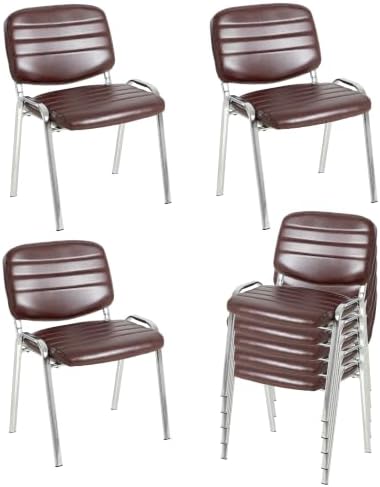 Stackable Waiting Room Chairs Set of 8, Stacking Dining Chairs for Kitchen, Leather Conference Room Chairs