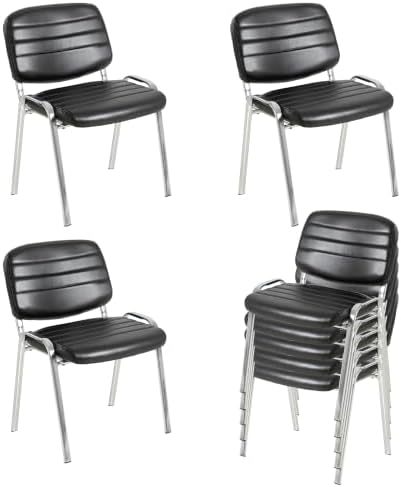 Stackable Waiting Room Chairs Set of 8, Stacking Dining Chairs for Kitchen, Leather Conference Room Chairs