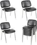 Stackable Waiting Room Chairs Set of 8, Stacking Dining Chairs for Kitchen, Leather Conference Room Chairs