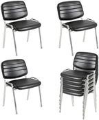 Stackable Waiting Room Chairs Set of 8, Stacking Dining Chairs for Kitchen, Leather Conference Room Chairs