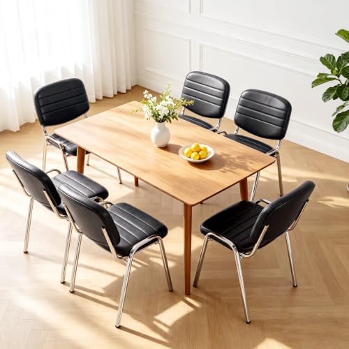 Stackable Waiting Room Chairs Set of 8, Stacking Dining Chairs for Kitchen, Leather Conference Room Chairs, alternate view 5
