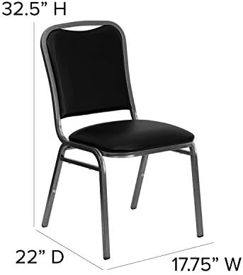 Stacking Banquet Chair in Black Vinyl - Silver Vein Frame, alternate view 2