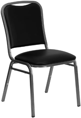 Stacking Banquet Chair in Black Vinyl - Silver Vein Frame, alternate view 3