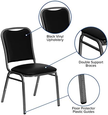 Stacking Banquet Chair in Black Vinyl - Silver Vein Frame, alternate view 4