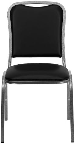 Stacking Banquet Chair in Black Vinyl - Silver Vein Frame, alternate view 5