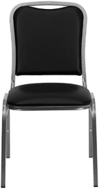Stacking Banquet Chair in Black Vinyl - Silver Vein Frame, alternate view 5