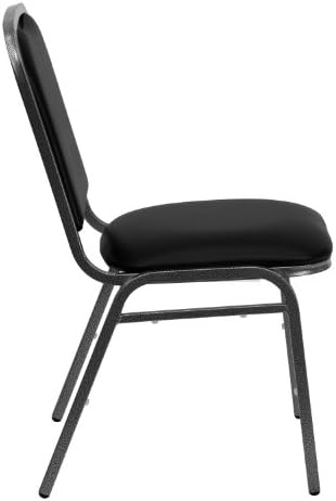 Stacking Banquet Chair in Black Vinyl - Silver Vein Frame, alternate view 6