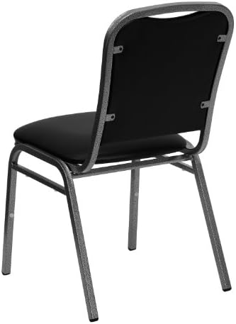 Stacking Banquet Chair in Black Vinyl - Silver Vein Frame, alternate view 7