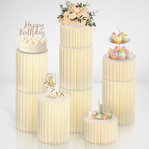 Stacking-Block Design Cake Stands for Party, Customizable Height, Sturdy Cardboard Column with Clearance Acrylic