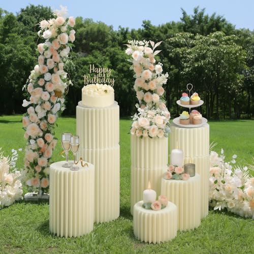 Stacking-Block Design Cake Stands for Party, Customizable Height, Sturdy Cardboard Column with Clearance Acrylic, alternate