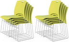Stacking Chairs Set of 10 Stackable Office Chairs with Metal Sled Base, Ergonomic Plastic Seat, Stacking Chairs