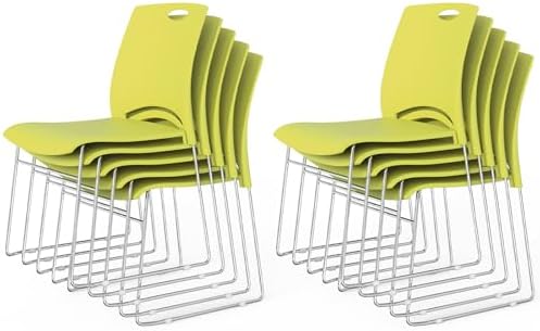 Stacking Chairs Set of 10 Stackable Office Chairs with Metal Sled Base, Ergonomic Plastic Seat, Stacking Chairs