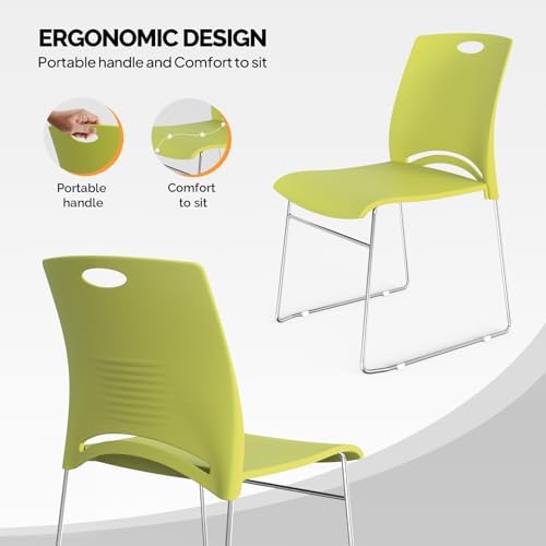 Stacking Chairs Set of 10 Stackable Office Chairs with Metal Sled Base, Ergonomic Plastic Seat, Stacking Chairs, alternate