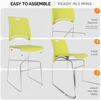 Stacking Chairs Set of 10 Stackable Office Chairs with Metal Sled Base, Ergonomic Plastic Seat, Stacking Chairs, alternate