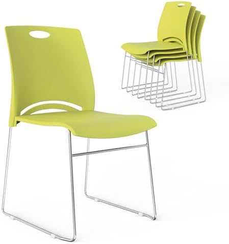 Stacking Chairs Set of 5 Stackable Office Chairs with Metal Sled Base, Ergonomic Plastic Seat, Stacking Chairs