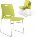 Stacking Chairs Set of 5 Stackable Office Chairs with Metal Sled Base, Ergonomic Plastic Seat, Stacking Chairs