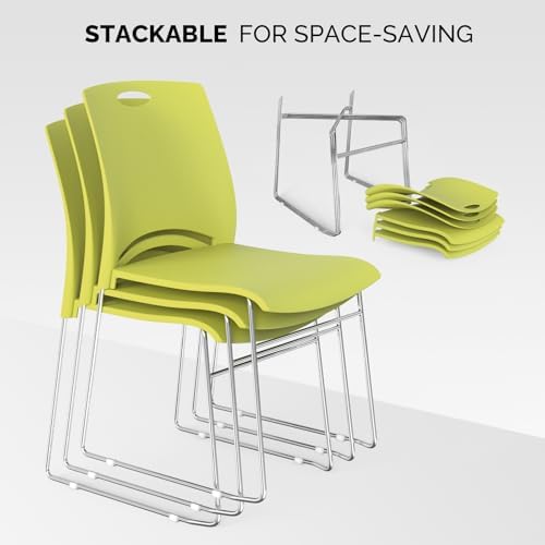 Stacking Chairs Set of 5 Stackable Office Chairs with Metal Sled Base, Ergonomic Plastic Seat, Stacking Chairs, alternate
