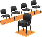 Stacking Conference Room Chairs No Wheels, PU Leather Waiting Room Chair Armless Stackable Office Guest Chair