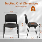 Stacking Conference Room Chairs No Wheels, PU Leather Waiting Room Chair Armless Stackable Office Guest Chair, alternate view
