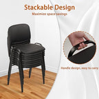 Stacking Conference Room Chairs No Wheels, PU Leather Waiting Room Chair Armless Stackable Office Guest Chair, alternate view