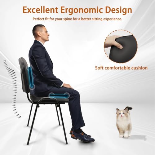 Stacking Conference Room Chairs No Wheels, PU Leather Waiting Room Chair Armless Stackable Office Guest Chair, alternate view