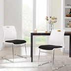 Stacking Home Office Guest Chair, Reception Stackable Chairs with Metal Sled Base, Conference Lobby Waiting, alternate view 2