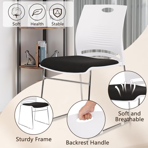 Stacking Home Office Guest Chair, Reception Stackable Chairs with Metal Sled Base, Conference Lobby Waiting, alternate view 4