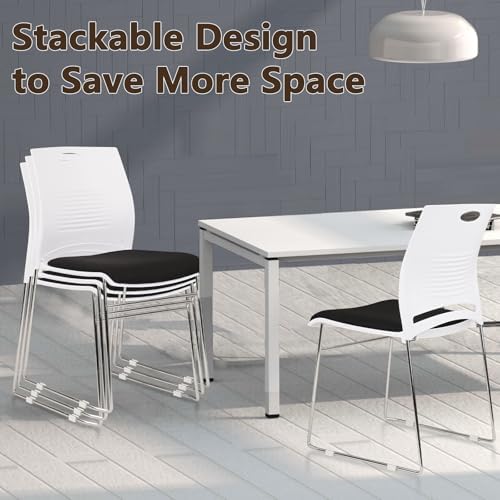 Stacking Home Office Guest Chair, Reception Stackable Chairs with Metal Sled Base, Conference Lobby Waiting, alternate view 5