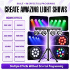 Stage Lights, RGBW Party Lights, DMX LED PAR DJ Lights with Stand, alternate view 5
