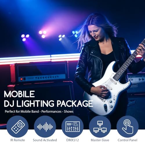 Stage Lights with Stand 120W, Professional DJ Lights Package, RGBW LED 4-Par Gigbar with DMX & Sound-Activated, alternate