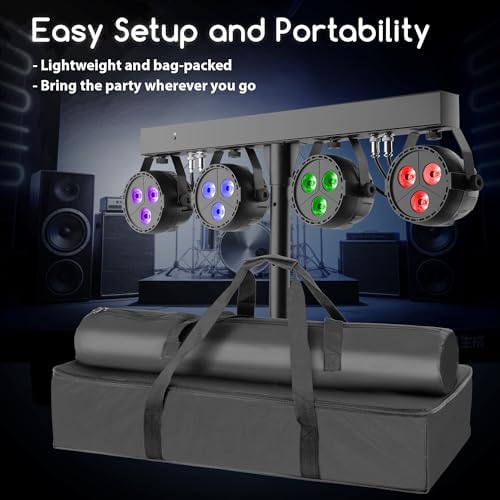 Stage Lights with Stand 120W, Professional DJ Lights Package, RGBW LED 4-Par Gigbar with DMX & Sound-Activated, alternate