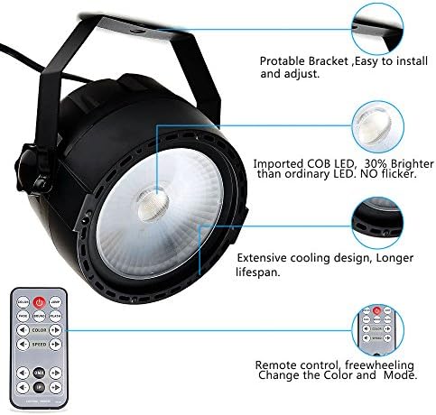 Stage Wash Light, Super Bright Mini COB Par Can Lights with DMX and Remote Control, Smooth RGB Color Mixing DJ, alternate
