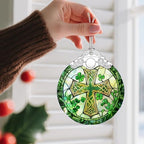 Stained Glass Cross Ornament, Christmas Ornaments, Christmas Decorations for Tree, Holiday Ornament, Religious, alternate