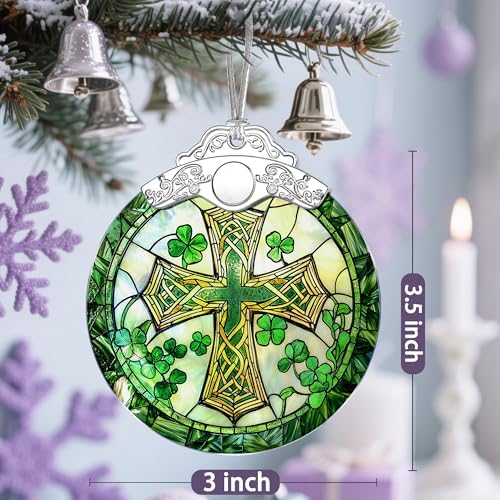 Stained Glass Cross Ornament, Christmas Ornaments, Christmas Decorations for Tree, Holiday Ornament, Religious, alternate