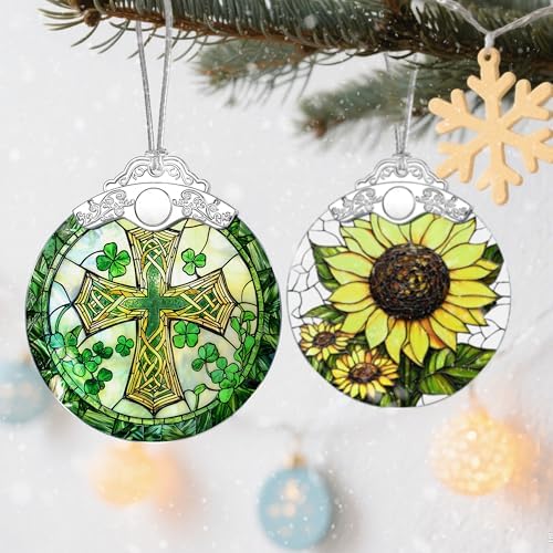 Stained Glass Cross Ornament, Christmas Ornaments, Christmas Decorations for Tree, Holiday Ornament, Religious, alternate