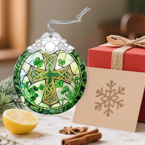 Stained Glass Cross Ornament, Christmas Ornaments, Christmas Decorations for Tree, Holiday Ornament, Religious, alternate