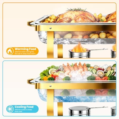 Stainless Steel Buffet Servers and Warmers Set for Wedding, Party, Banquet in Full in 4 Pack Mutiple Pans, alternate view 3