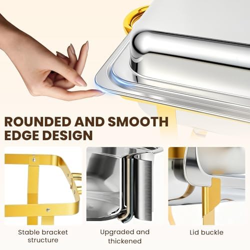 Stainless Steel Buffet Servers and Warmers Set for Wedding, Party, Banquet in Full in 4 Pack Mutiple Pans, alternate view 5