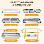Stainless Steel Buffet Servers and Warmers Set for Wedding, Party, Banquet in Full in 4 Pack Mutiple Pans, alternate view 7