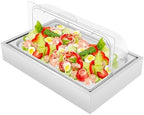 Stainless Steel Buffet Serving Tray with Ice Pan, 1.59Gal Food Display Platter for Sushi, Salad, Desserts, Large