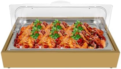 Stainless Steel Buffet Serving Tray with Ice Pan, 1.59Gal Food Display Platter for Sushi, Salad, Desserts