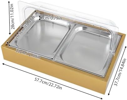 Stainless Steel Buffet Serving Tray with Ice Pan, 1.59Gal Food Display Platter for Sushi, Salad, Desserts, alternate view 3