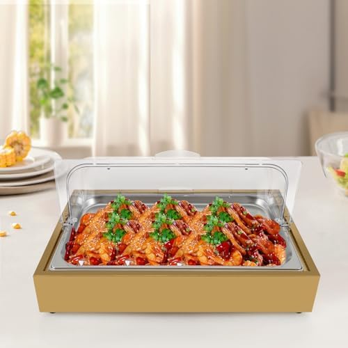 Stainless Steel Buffet Serving Tray with Ice Pan, 1.59Gal Food Display Platter for Sushi, Salad, Desserts, alternate view 4