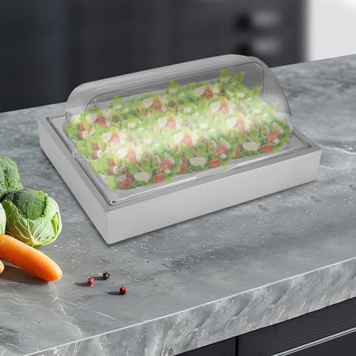 Stainless Steel Buffet Serving Tray with Ice Pan, 3.17Qt Catering Supplies Buffet Display for Sushi, Salad, alternate view 2