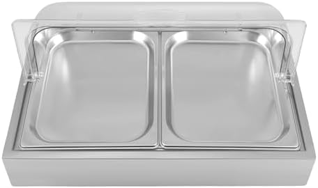 Stainless Steel Buffet Serving Tray with Ice Pan, 3.17Qt Catering Supplies Buffet Display for Sushi, Salad, alternate view 7