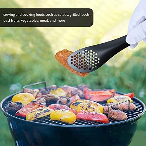 Stainless Steel Buffet Tongs - Kitchen Food Tong for Cooking and Serving (Black - 9" Serving Tongs) in Black, alternate view