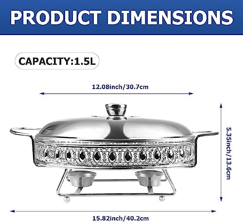 Stainless Steel Chafing Dish Buffet Set Oval Chafing Food Pan with Covers Buffet Servers and Food Warmers for, alternate view