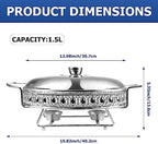 Stainless Steel Chafing Dish Buffet Set Oval Chafing Food Pan with Covers Buffet Servers and Food Warmers for, alternate view