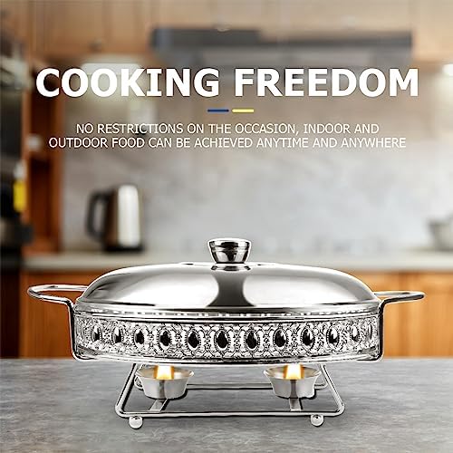 Stainless Steel Chafing Dish Buffet Set Oval Chafing Food Pan with Covers Buffet Servers and Food Warmers for, alternate view
