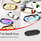Stainless Steel Decorative Tray, Set of 2, 7 Inch Long, Jewelry Dish Cosmetics Organizer Bathroom Clutter, alternate view 2